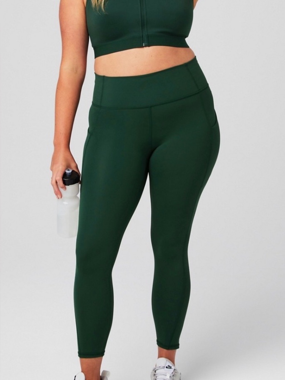 Fabletics PureLuxe 7/8 Oasis High Waisted Pocket Leggings Pine/Forest Green
